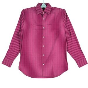 Bonobos Men Stretch Standard Fit Button-Down Pink/Grey Plaid Shirt Size 15.5 -34